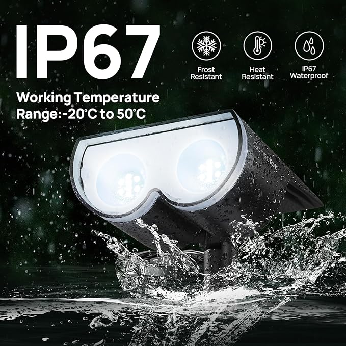 Solar Spot Lights Outdoor, Consciot 16 LEDs IP67 Waterproof Solar Outdoor Lights, Auto On/Off Solar Landscape Spotlights, 2-in-1 Adjustable Wall Lights for Garden Yard Pathway, 4 Pack (Cool White)