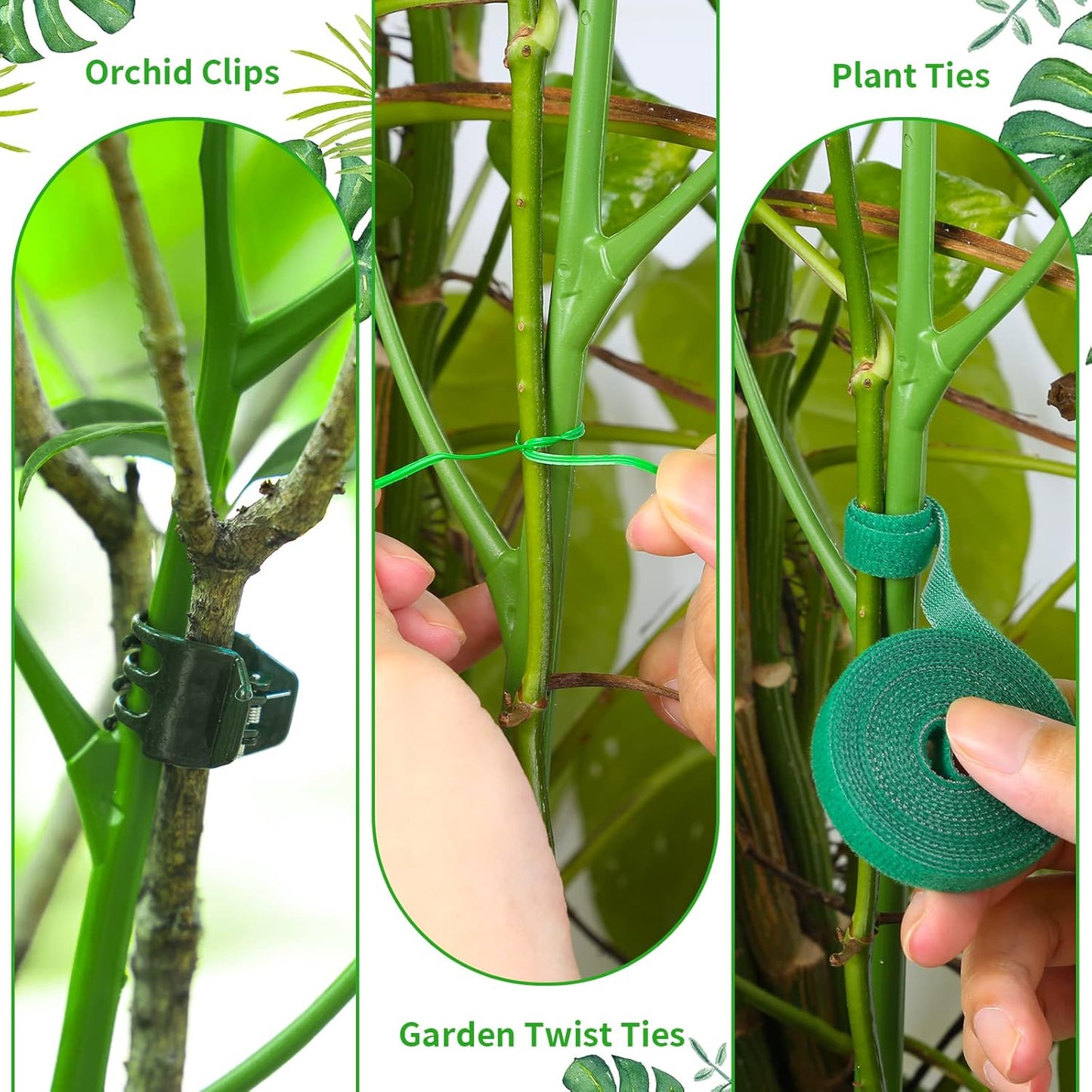 5 Pack 27.56" Detachable Twig Plant Support Stakes Set, Blends in to Plant, Branch Plant Sticks with Orchid Clips Twist Plant Ties, Twig Trellis for Indoor Outdoor Plants Potted Plants Flower