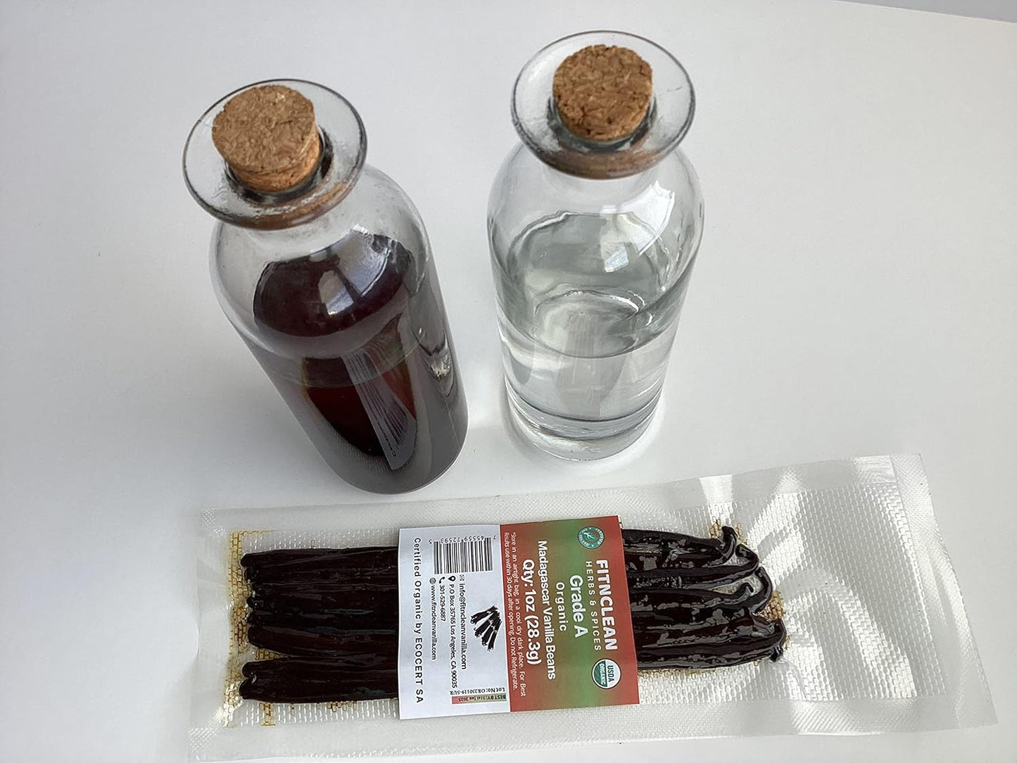 1oz. Madagascar Organic Vanilla Beans Gourmet Grade A. Certified USDA Organic 6"-7.5" by FITNCLEAN VANILLA for Cooking, Brewing, Extract Fresh Bourbon NON-GMO Whole Pods
