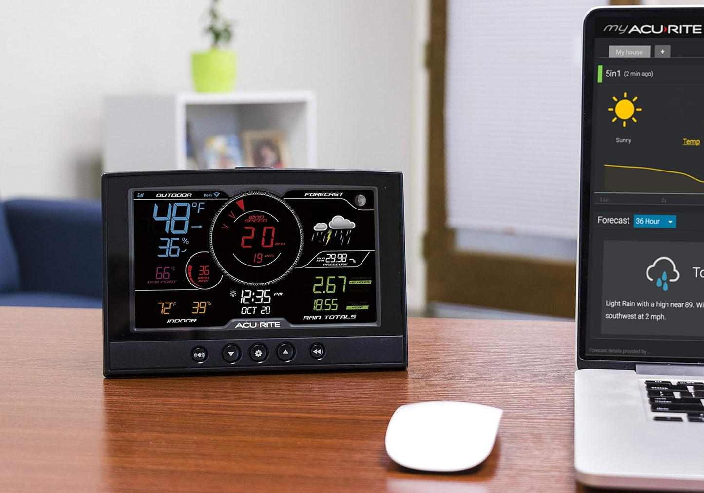 AcuRite Iris (5-in-1) Home Weather Station with Direct-to-Wi-Fi Wireless Display and Alerts for Remote Monitoring Indoor/Outdoor Temperature and Humidity with Wind Speed/Direction (01544M)