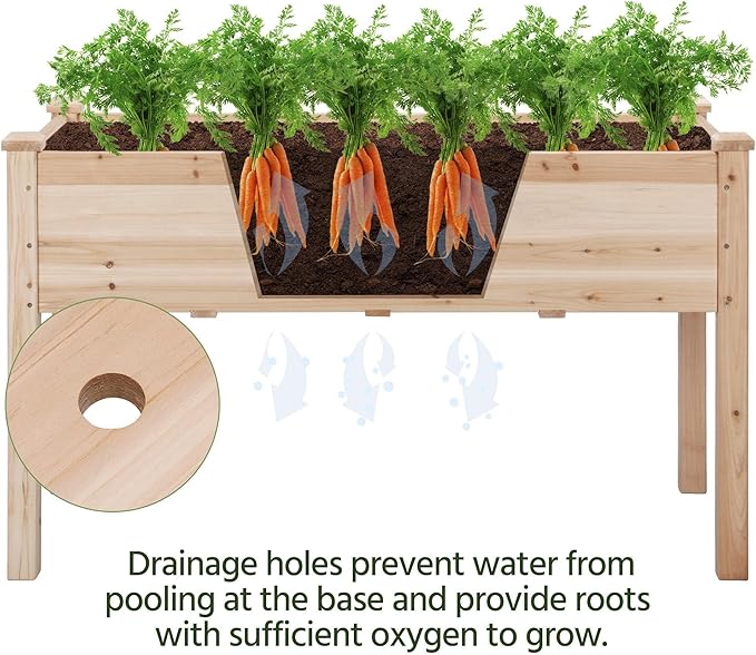 Yaheetech 1pc Raised Garden Bed 48x24x30in Elevated Wooden Horticulture Planter Box with Legs Standing Growing Bed for Gardening/Backyard/Patio/Balcony