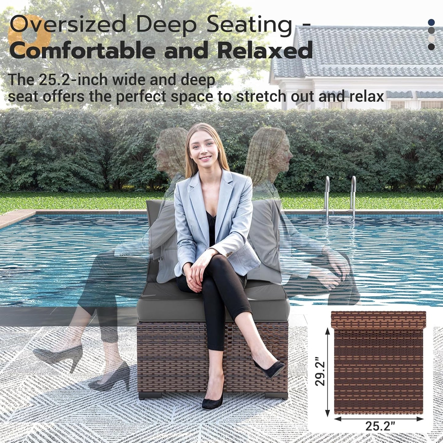 UDPATIO 5 Piece Patio Furniture Set, Outdoor Sectional Modular Sofa with 4'' Thickened Cushions, Wicker Outdoor Furniture Conversation Sets with Waterproof Cover for Backyard Deck(Brown/Dark Grey)