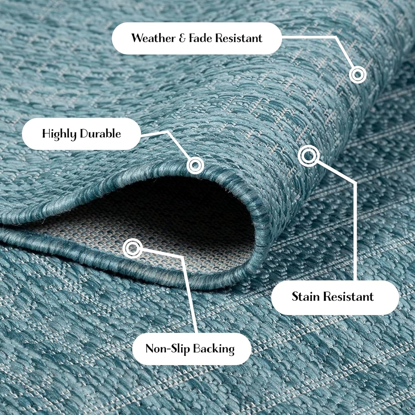 Adiva Rugs Outdoor Indoor Area Rug, Weather Resistant, Easy to Clean, Stain Resistant Floor Mat for Dining Room, Backyard, Deck, Patio (Aqua Weiss, 2' x 3')