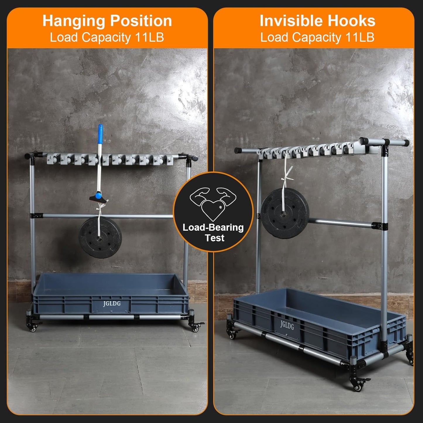 Mop and Broom Holder with Wheels - Keep Your Cleaning Tools Organized! (L)