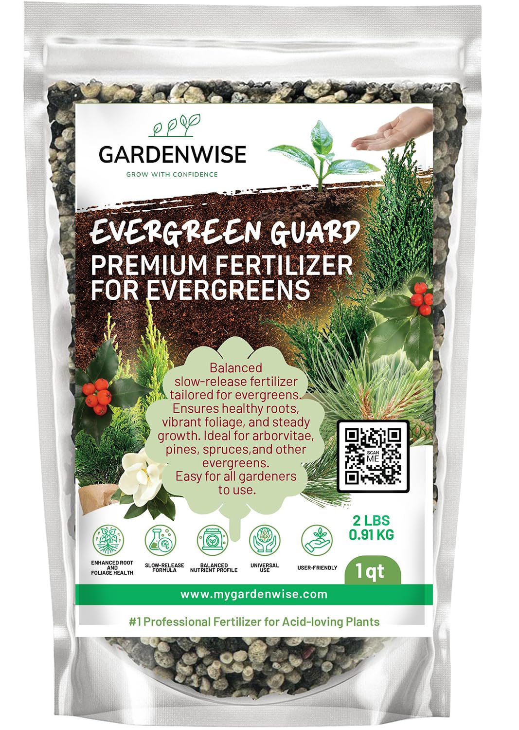Evergreen Fertilizer – All-Purpose Granular Plant Food for Outdoor Trees and Shrubs, Azaleas, Magnolias, Pines & Arborvitae – Slow-Release Formula (12 oz)
