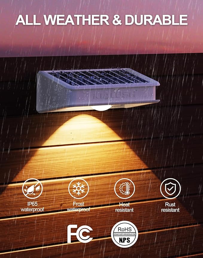 Solar Fence Lights 10 Pack, 9 Color Modes Outdoor Bulb Waterproof Led IP65, Solar Outdoor Lights for Backyard/Railing/Step/Wall/Patio/Yard (White)