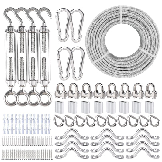 304 Stainless Steel Turnbuckles for Cables Wire Kit, 3/16" Wire Rope w/ 7×7 Strands 200 Ft PVC Coated Steel Cable for Railing System Kit, Garden Cable Trellis, String Light Hanging