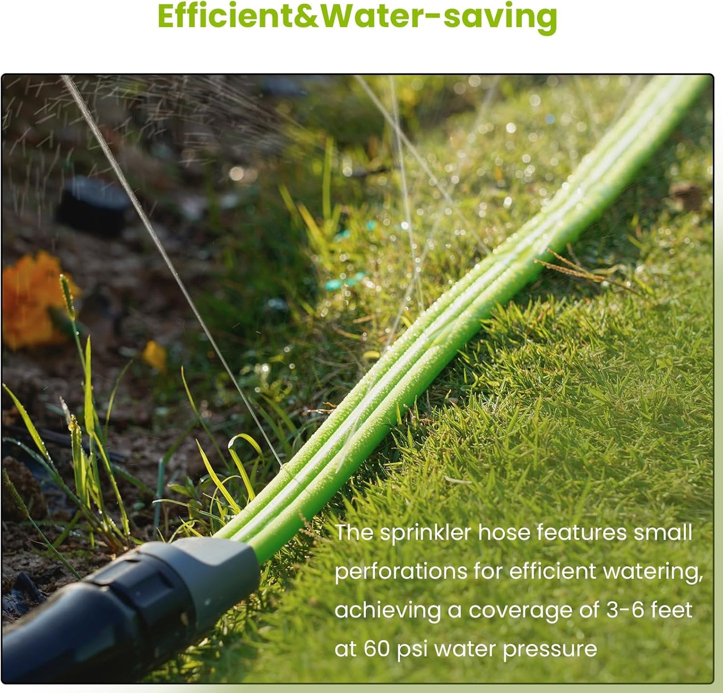 Sprinkler Soaker Hose 25FT, Watering Hose with Holes, High-Efficiency Sprinklers System for Garden and Lawn with Staples