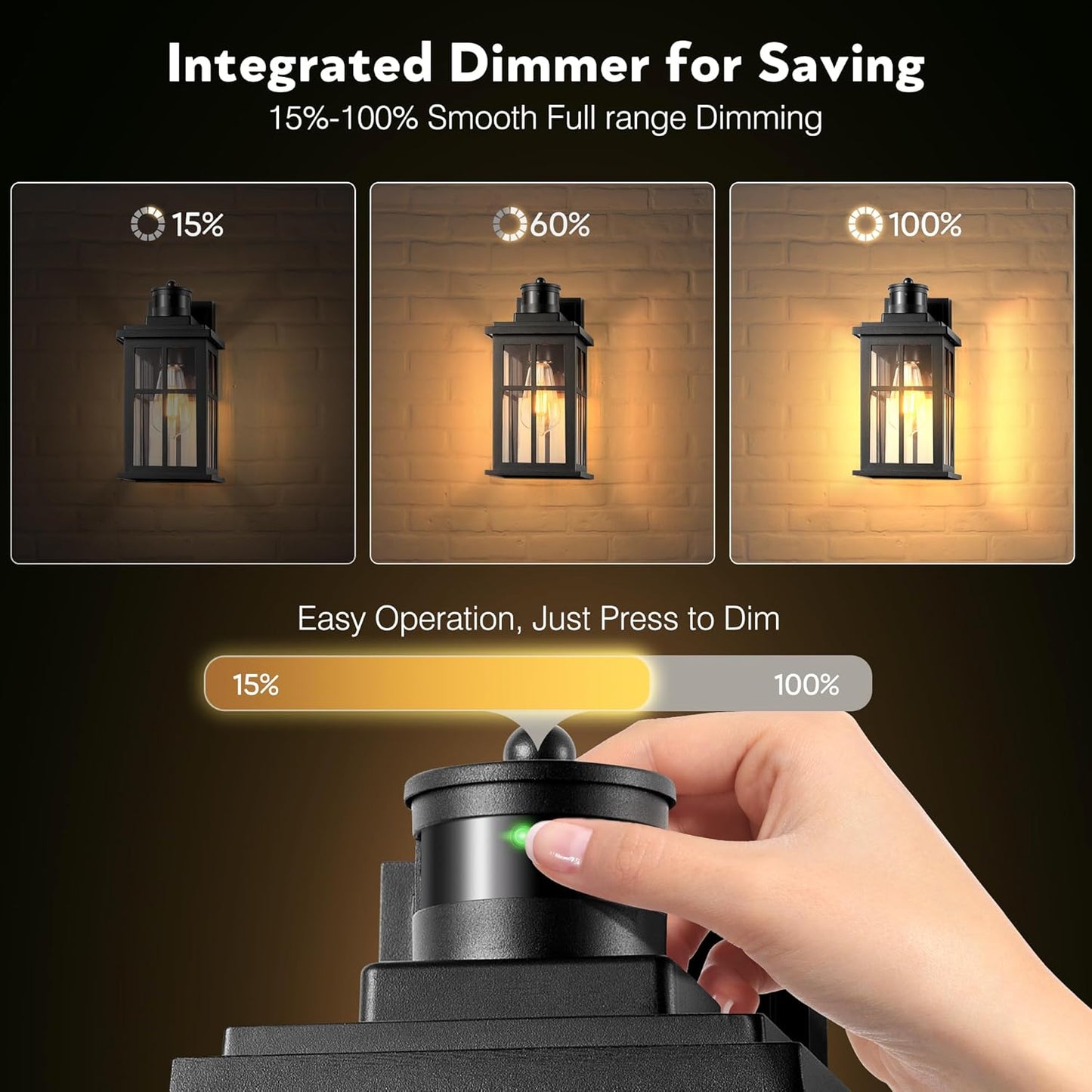 Motion Sensor Outdoor Light, Black Porch Light Dusk to Dawn, Waterproof Outdoor Motion Sensor Light, Anti-Rust Outside Lights for House, Garage, Doorway, Porch, 100% Aluminum