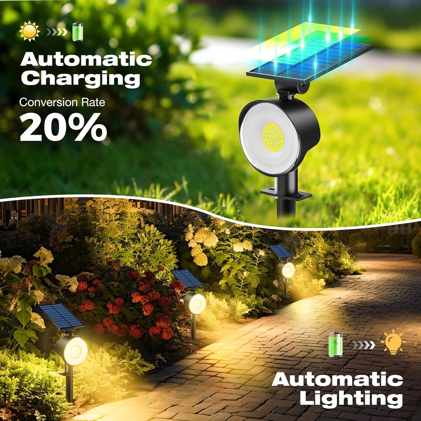 nipify 4 Pack Solar Lights Outdoor Waterproof, 53 LED Solar Spot Lights with 3 Modes Landscape Spotlights for Outside Garden Yard Trees, Warm White