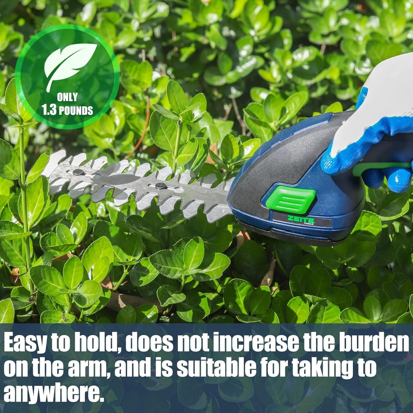 ZEITE 7.2V Grass Shear & Shrubbery Trimmer, 2-in-1 Cordless Grass Cutter and Mini Hedge Trimmer, Rechargeable Li-ion Battery and Charger,Long Handle,Versatile Garden Tool for Grass & Bush Trimming