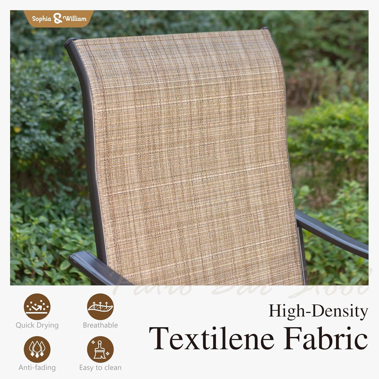 Sophia & William Outdoor Bar Set, Patio Bar Table and Chairs Set, All Weather Textile Fabric, Counter Height Patio Set - 4 x Swivel Bar Chairs, 1 x Rectangular Bar Table