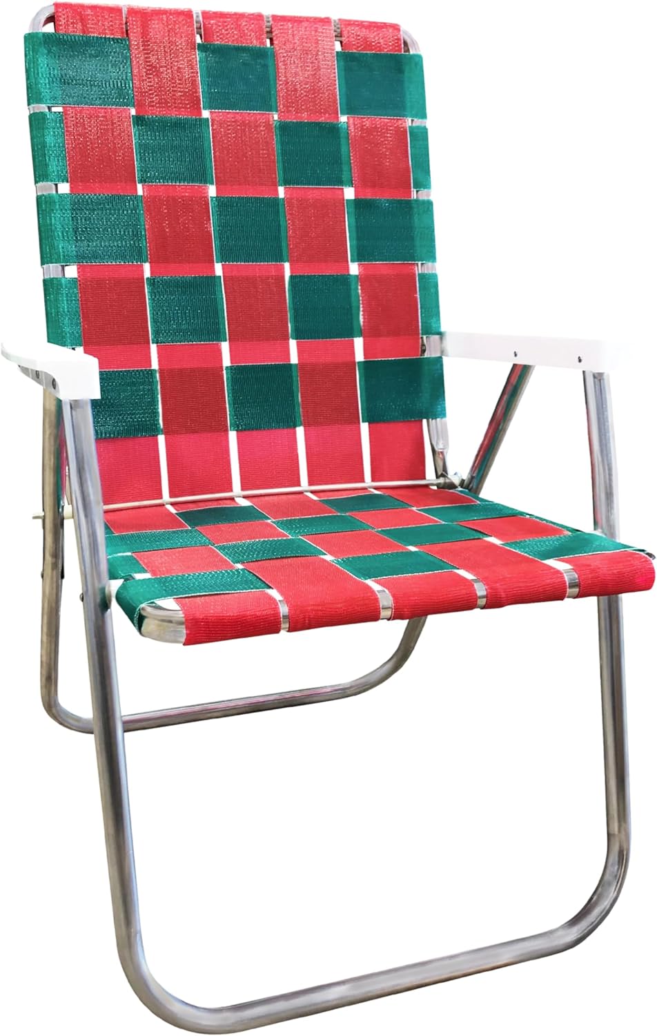 Lawn Chair USA Folding Aluminum Outdoor Patio Lawn Chair | Heavy-Duty Webbed Chairs for Camping, Sports, Beach, Yard & Tailgating | Lightweight Portable | Classic - Christmas Theme