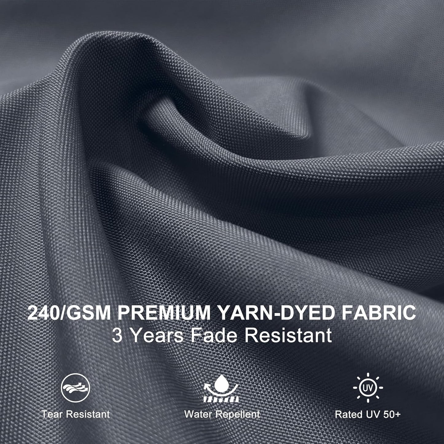 PURPLE LEAF 12 Feet Double Top Round Deluxe Patio Umbrella Offset Hanging Umbrella Outdoor Market Umbrella Garden Umbrella, Grey