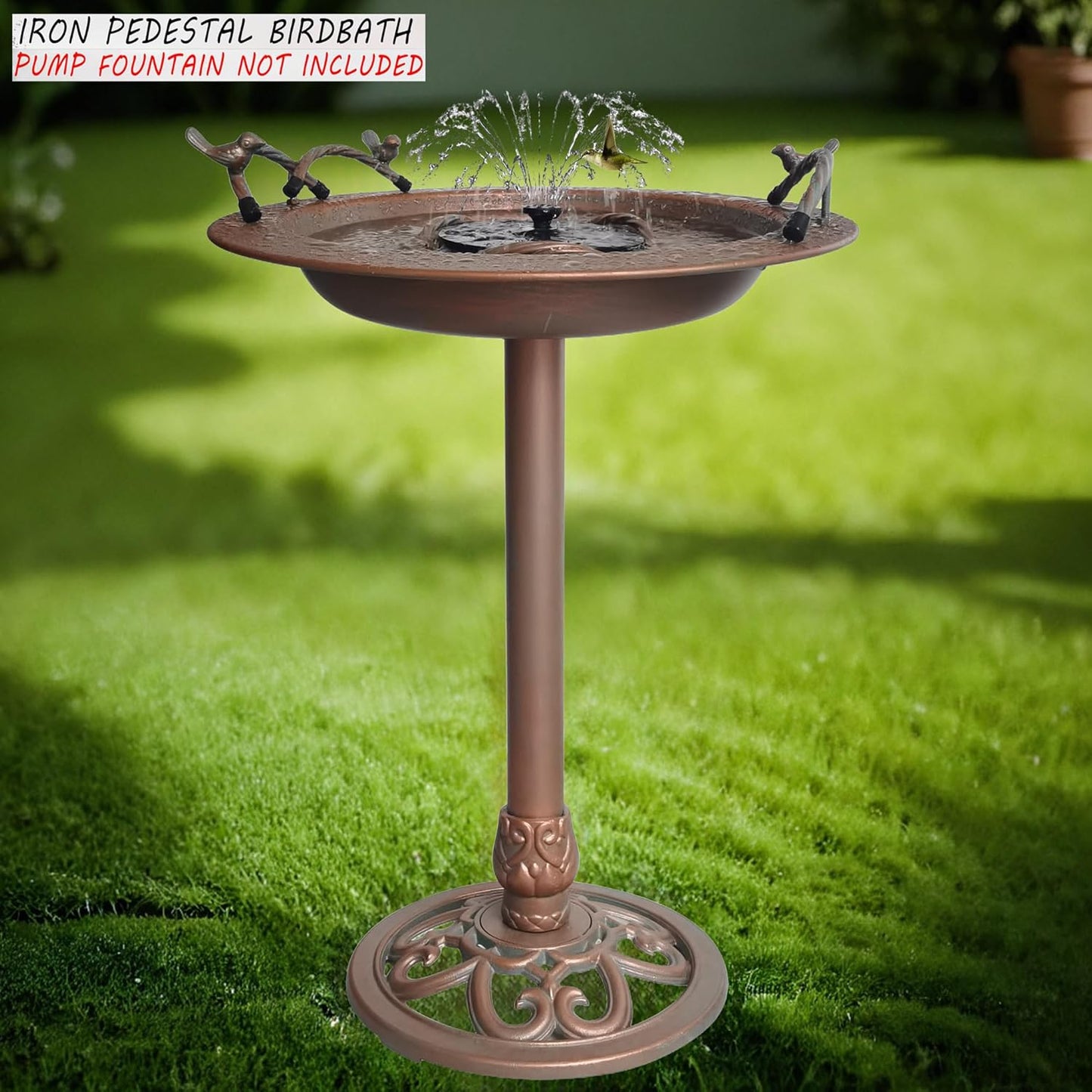 Metal Bird Bath - Iron Birdbath 28.5" H, Bird Bath for Water Fountain, Bird Feeder Bowl for Yard Patio Lawn Decor (Fountain Pump not Included)