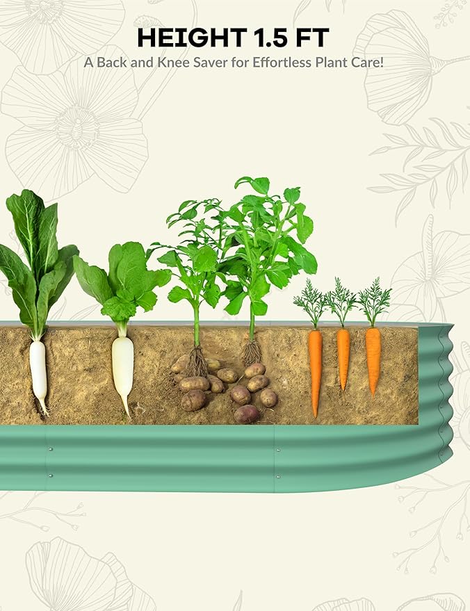 8x2x1.5ft Raised Garden Bed,Galvanized Raised Planter Boxes Outdoor with Easy Assembly, Large Garden Bed for Vegetables, Fruits, Flower,Raised Garden Bed,Green