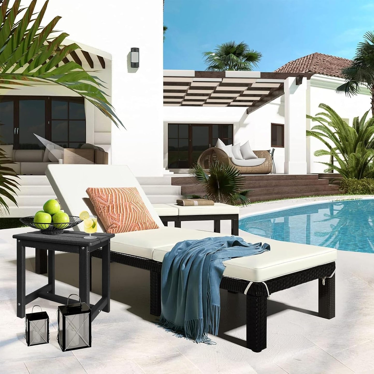 Adirondack Square Side Table,one-Tier Outdoor end Table, Patio Side Table for Pool,Porch,Backyard,Relaxing Companion (Black)