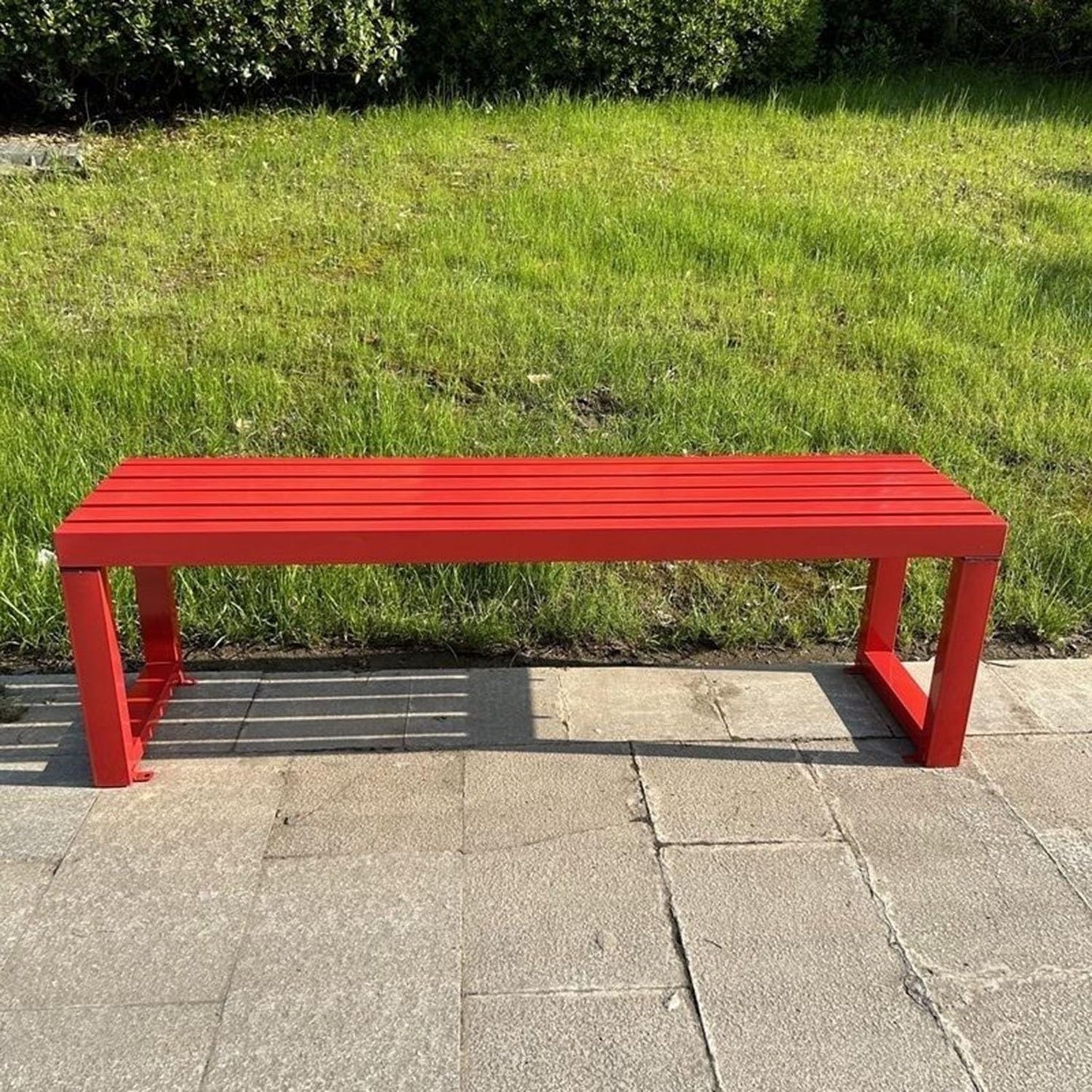 Weatherproof Metal Dining Bench, Outdoor Bench Backless Patio Bench 2-Person Farmhouse Bench Garden Bench for Kitchen, Living Room, Entryway(Red,47in)