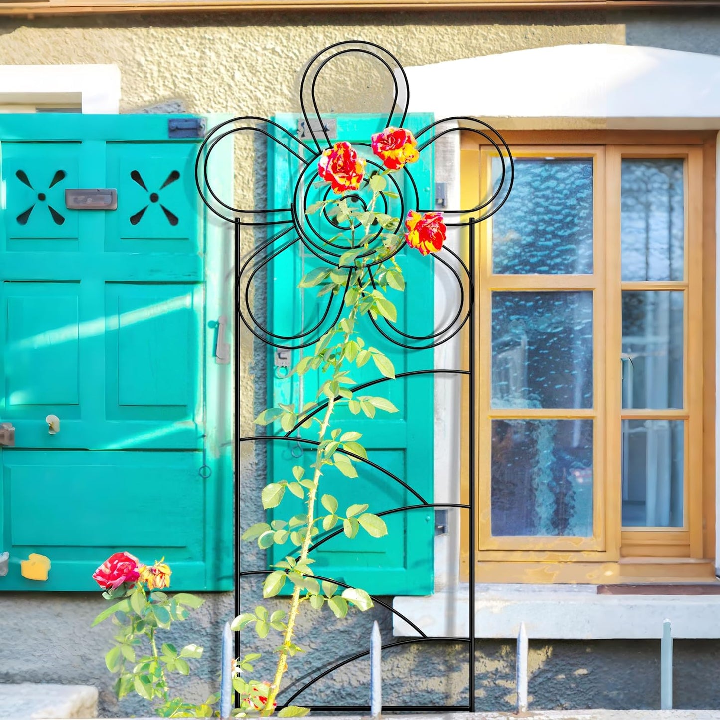 Arifaro Metal Garden Trellis 56″High (Pack of 4) Plant Trellis for Climbing Plants, Outdoor/Indoor Sturdy Plant Trellis for Climbing Vines, Flowers & Garden Plants (Floral)