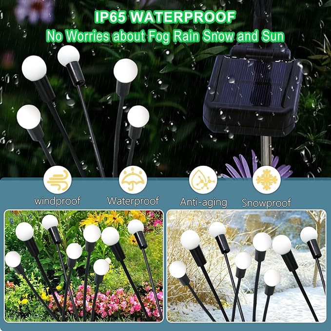 Solar Garden Lights Outdoor, 4 Pack 40 LED Solar Pink Firefly Lights Waterproof, Starburst Solar Wind Swaying Lights for Outside Yard Patio Planter Flower Bed Walkway Christmas Decoration