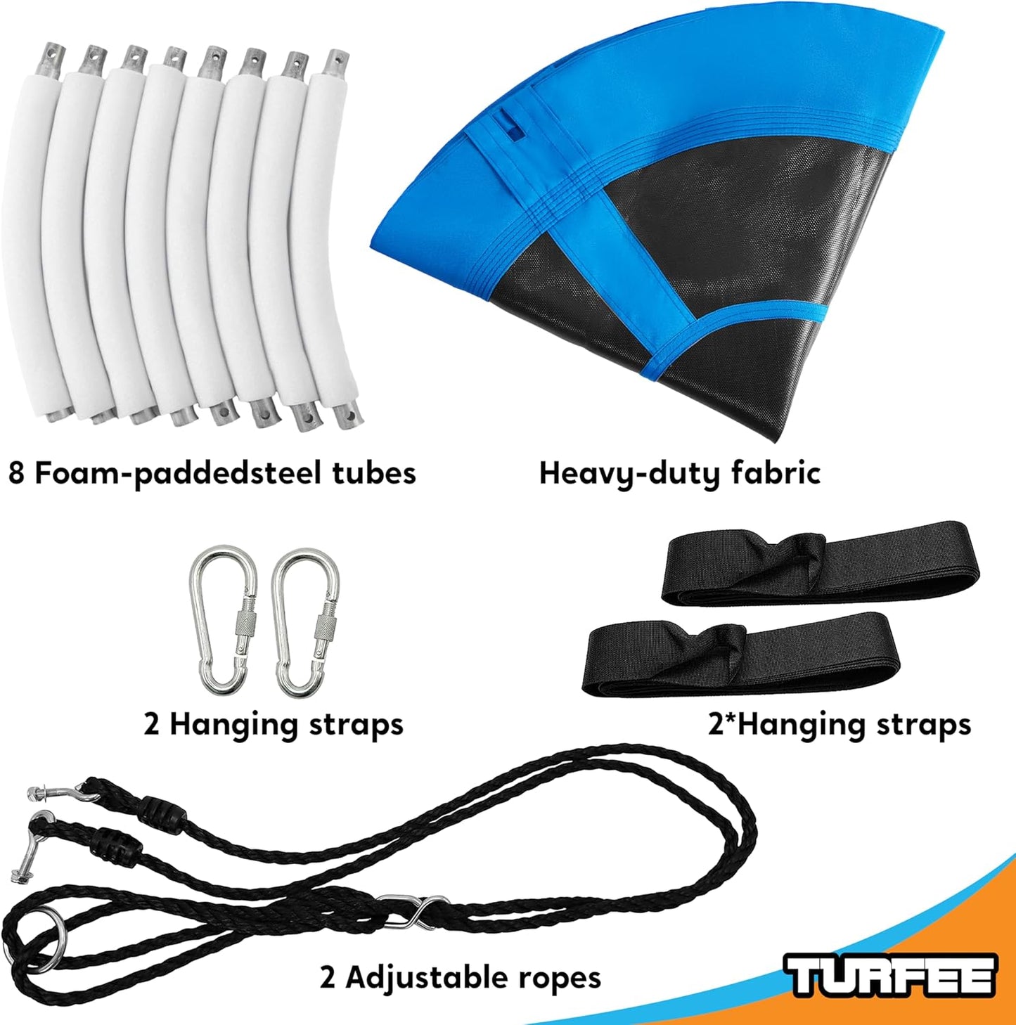 TURFEE 40" Saucer Tree Swing Set - 900Lb Weight Capacity, 900D Oxford Waterproof, with Hanging Straps Swings for Kids Playground Outdoor Activity Backyard Daily Exercise Fun(Blue)