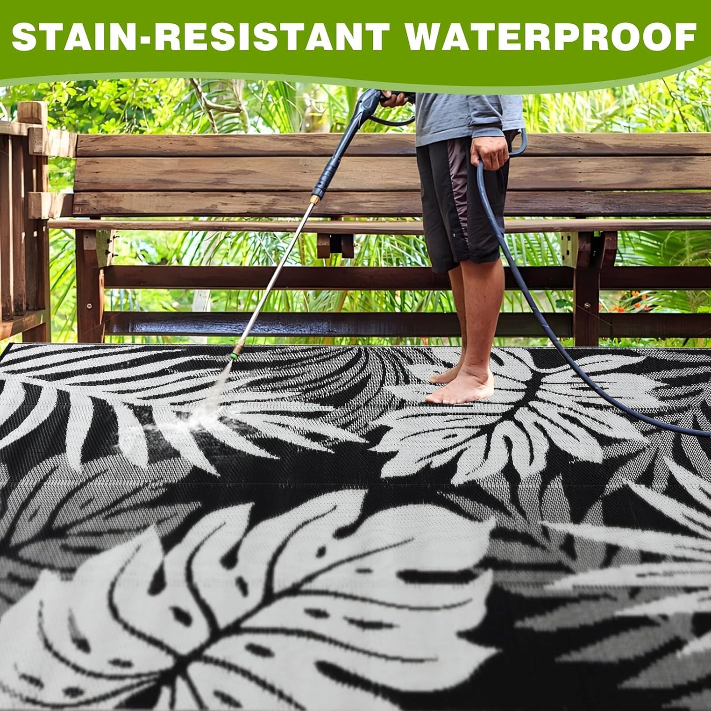 Outdoor Rug 9x12 ft Waterproof, Reversible Outdoor Plastic Straw Rug for Patios Clearance, Outdoor Area Rug Carpet RV Mat for Camping Backyard Deck Porch