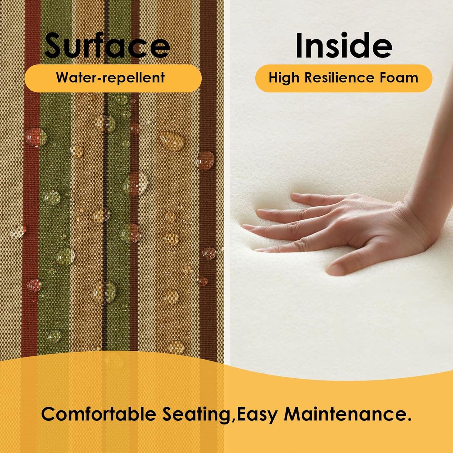 Outdoor Square Corner Seat Cushion, 19"x19"x3", Set of 4, Non Slip Seat Cushion Pads with Removable Cover for Patio Furniture, Garden Yard Lawn, Colorful Stripe