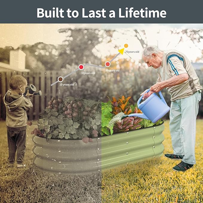 Kesfitt Raised Garden Bed Kit,Outdoor Galvanized Planter Raised Boxes with Safety Edging and Gloves,Large Metal Raised Garden Beds for Gardening Vegetables,Fruits,Flower(4x2x1FT)