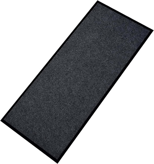 fani Heavy Duty Large Outdoor Indoor Entrance Black Doormat Waterproof Low Profile Entrance Rug Front Door Mat Patio Anti-Skid Rubber Back, 48x120 inch (Gray)