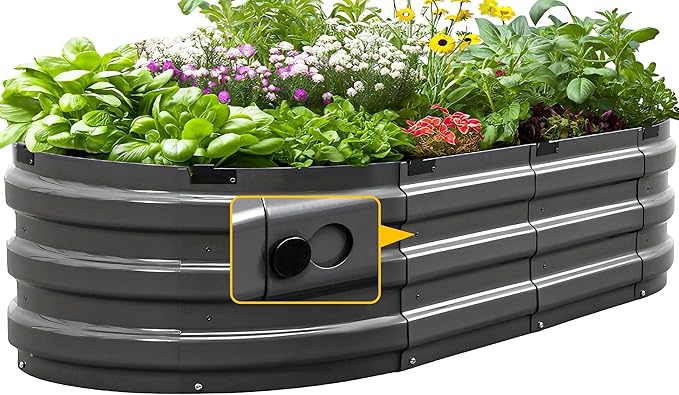KING BIRD Raised Garden Bed Kit 2025 Upgraded 10-Minute Assembly Galvanized Planter Garden Box Outdoor for Gardening, Vegetables, Flowers, 47x24x12 in, Dark Grey