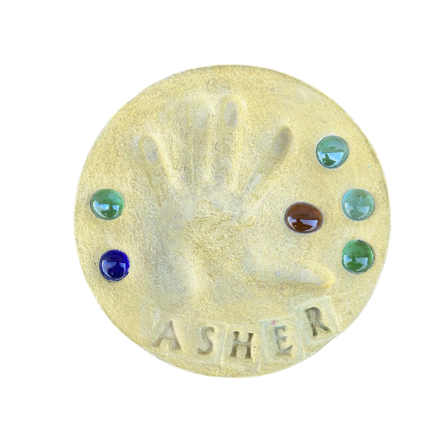 DIY Stepping Stone Kit with Color Pigment, Handprint Stepping Stone, Mother's Day Gift, Footprint Stepping Stone (10 Inch, Yellow)