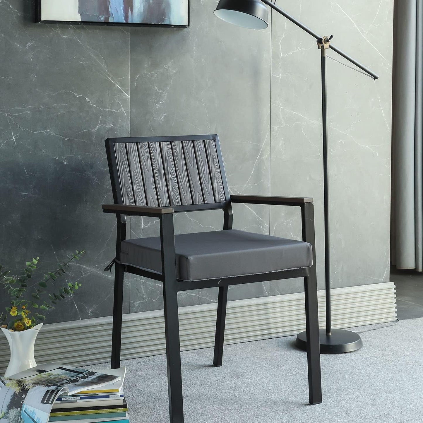 Patio Chair Cushions Non Slip Bottom Chair Pad with Ties Set of 2 Waterproof Square Outdoor Seat Cushion Replacement for Garden Swing Furniture 18x18 Inch, Gray