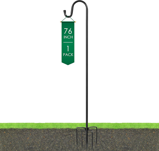 Ottsuls Shepherd Hooks with 5 Prongs Base for Outdoor - 76 Inch Adjustable Bird Feeder Pole for Outside Hanging, Garden, Hummingbird Feeder, Plant Baskets, Solar Light Lanterns, Wedding Decor (1 Pack)