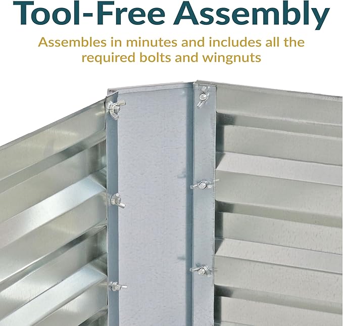 Sunnydaze Galvanized Raised Garden Bed - Metal Raised Bed for Gardening - Outdoor Planter Box for Flowers, Plants, and Vegetables - Silver - 48" W x 36" D x 12" H Rectangle