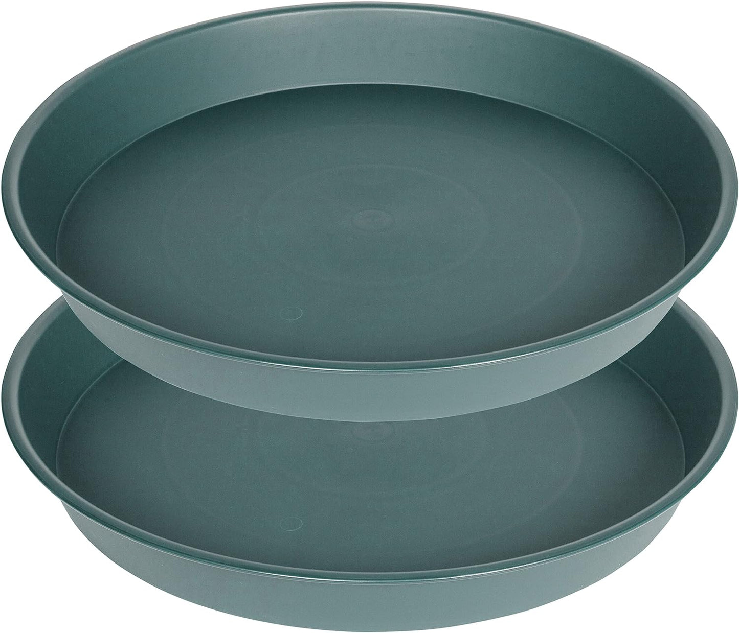 2 Pack of 14 inch Plant Saucer (12.2 Inch Base), 1.7" Depth Tray, Large Deep Garden Plastic Flower Planter Plant Trays for Indoors Outdoor Bath Bath (14", Green)