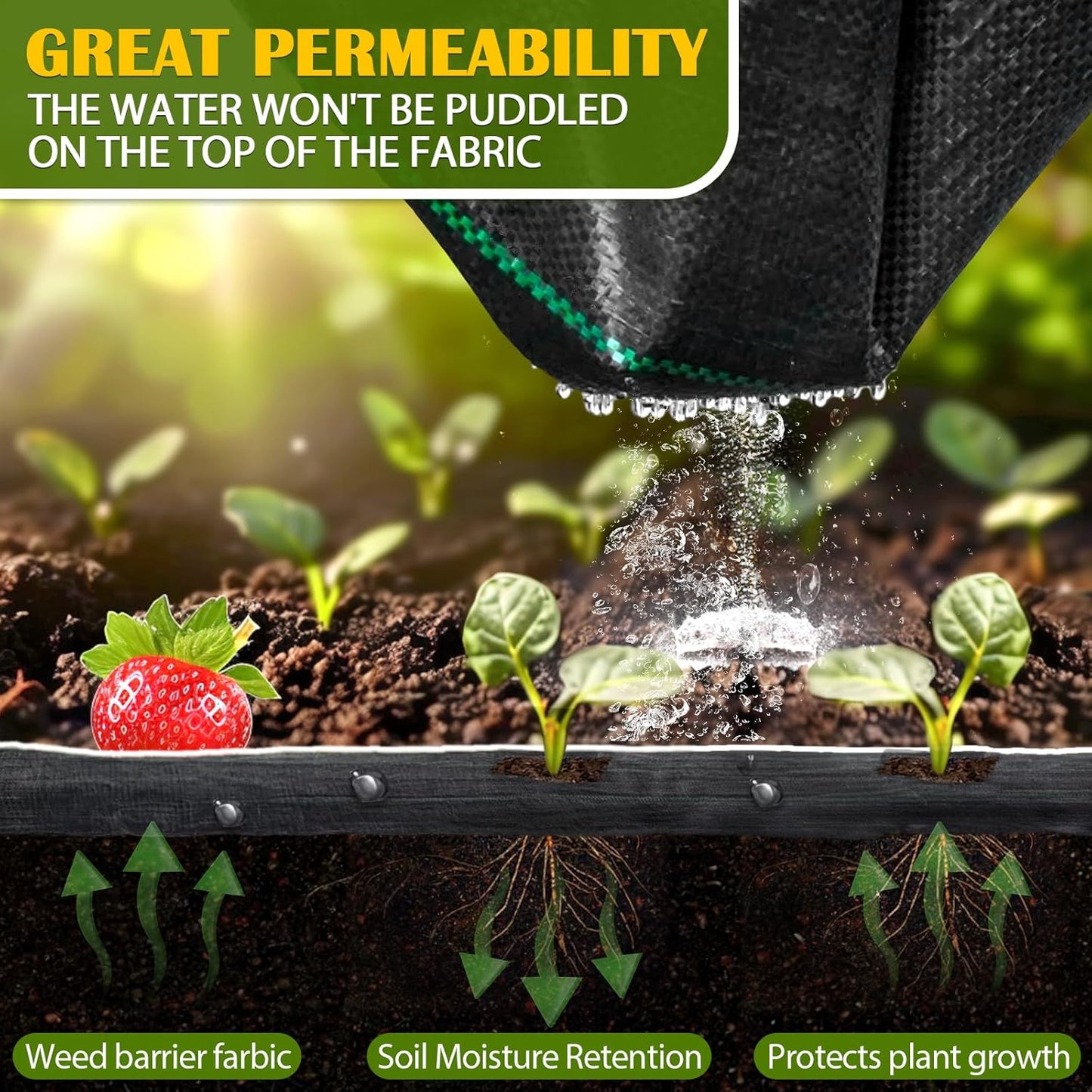 KAKO 4Ft x 100Ft Weed Barrier Fabric Heavy Duty Weed Barrier Landscape Fabric, Garden Fabric Weed Barrier, Ground Cover Weed Barrier Weed Cloth for Garden Fabric, Landscaping Fabric, Driveway Fabric