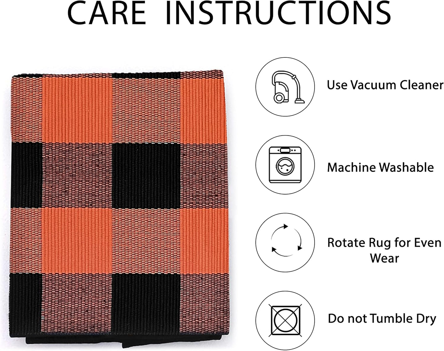 IOHOUZE Fall Buffalo Plaid Check Rug Outdoor Doormat 4x6 Ft Washable Woven Outdoor Indoor Welcome Mats for Front Door/Farmhouse/Entryway/Home Entrance Black and Orange Outdoor Rug