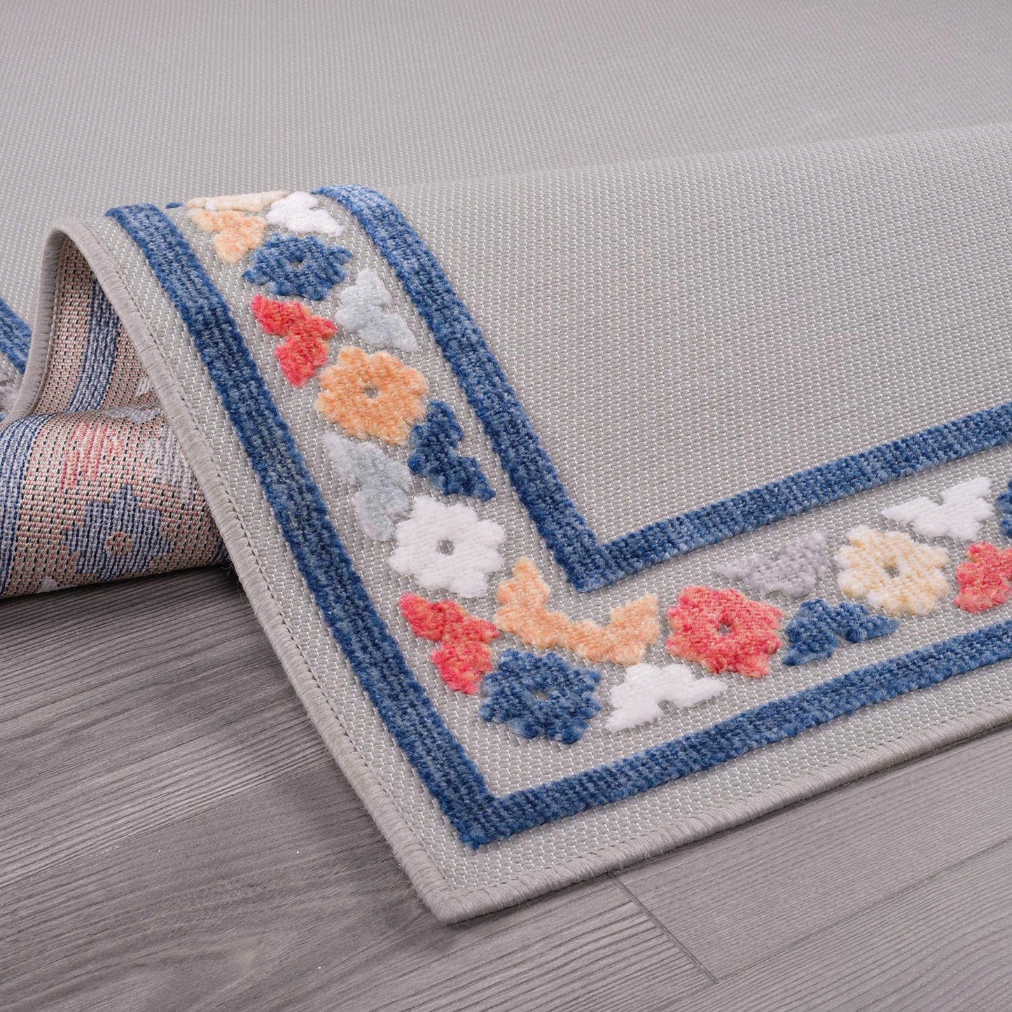 Beverly Rug Outdoor Rug 6x9 Modern Bordered Area Rugs for Indoor and Outdoor Patio Easy to Clean Non Shedding Living Room Porch Garden Washable Outside Carpet (6 x 9 Gray)