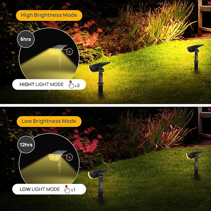 Linkind StarRayS Solar Lights Outdoor, 350LM Solar Spot Lights Outdoor, IP67 Waterproof Solar Lights for Garden, Yard, Landscape and Walkway, Warm White, 6 Pack