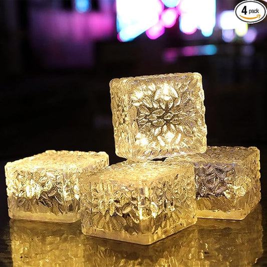 Solar Brick Lights - Outdoor Waterproof Patio Decor, 2.8 * 2.8in Garden Lights for Outside 4 Packs, Patio, Yard, Walkway, Pathway