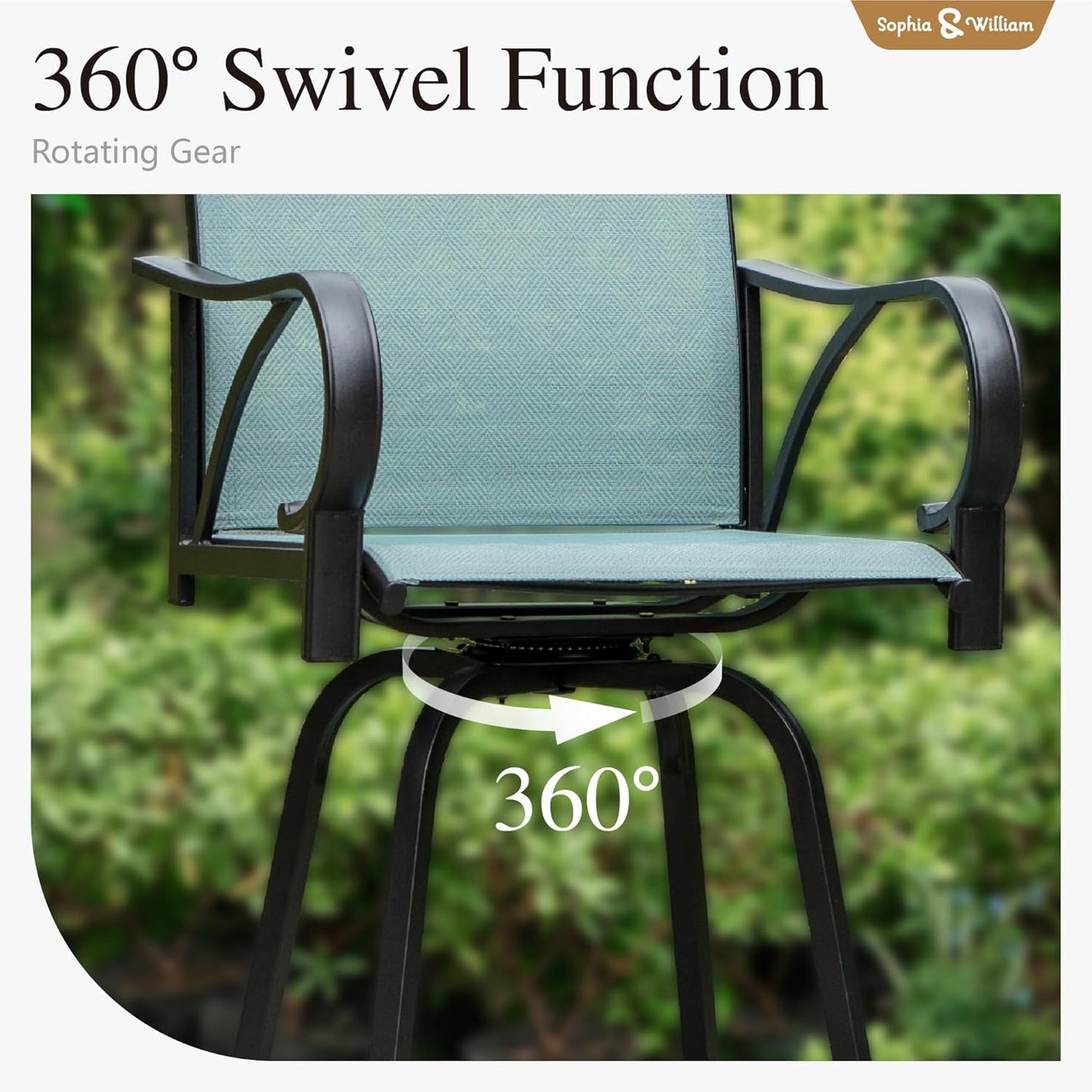 Sophia & William Outdoor Bar Set, Patio Bar Table and Chairs Set, Bar Height Patio Set - 4 x Swivel Bar Chairs(Baby-Blue), 1 x Rectangular Bar Table(Black)