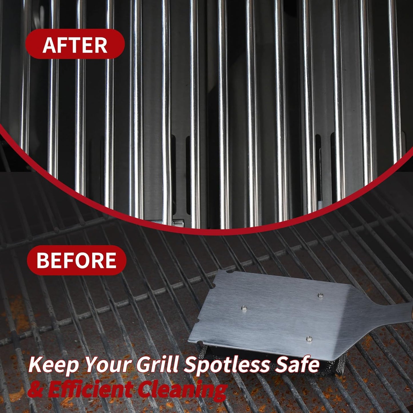 Bristle-Free BBQ Grill Brush & Scraper - Heavy Duty Barbecue Cleaner with Extended Handle‌