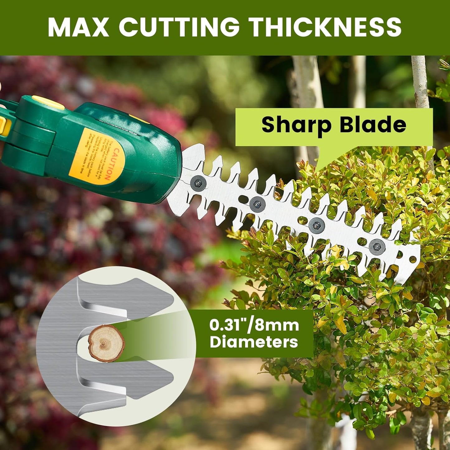 Cordless Hedge Trimmer, 2-in-1 Electric Bush Trimmer and Handheld Grass Cutter, 22V Lightweight Mini Shrub Trimmer Grass Clippers with 1 Battery and Charger, Perfect Gardening Yard Tools