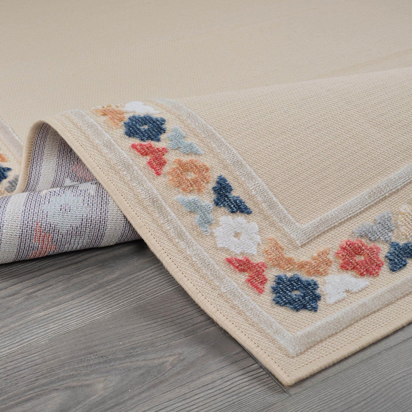 Beverly Rug Outdoor Rug 6x9 Modern Bordered Area Rugs for Indoor and Outdoor Patio Easy to Clean Non Shedding Living Room Porch Garden Washable Outside Carpet (6 x 9 Beige)