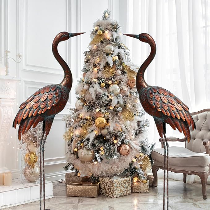 chisheen Outdoor Garden Crane Statues and Sculptures Metal Yard Art Statue for Garden Decoration Large Size (2)