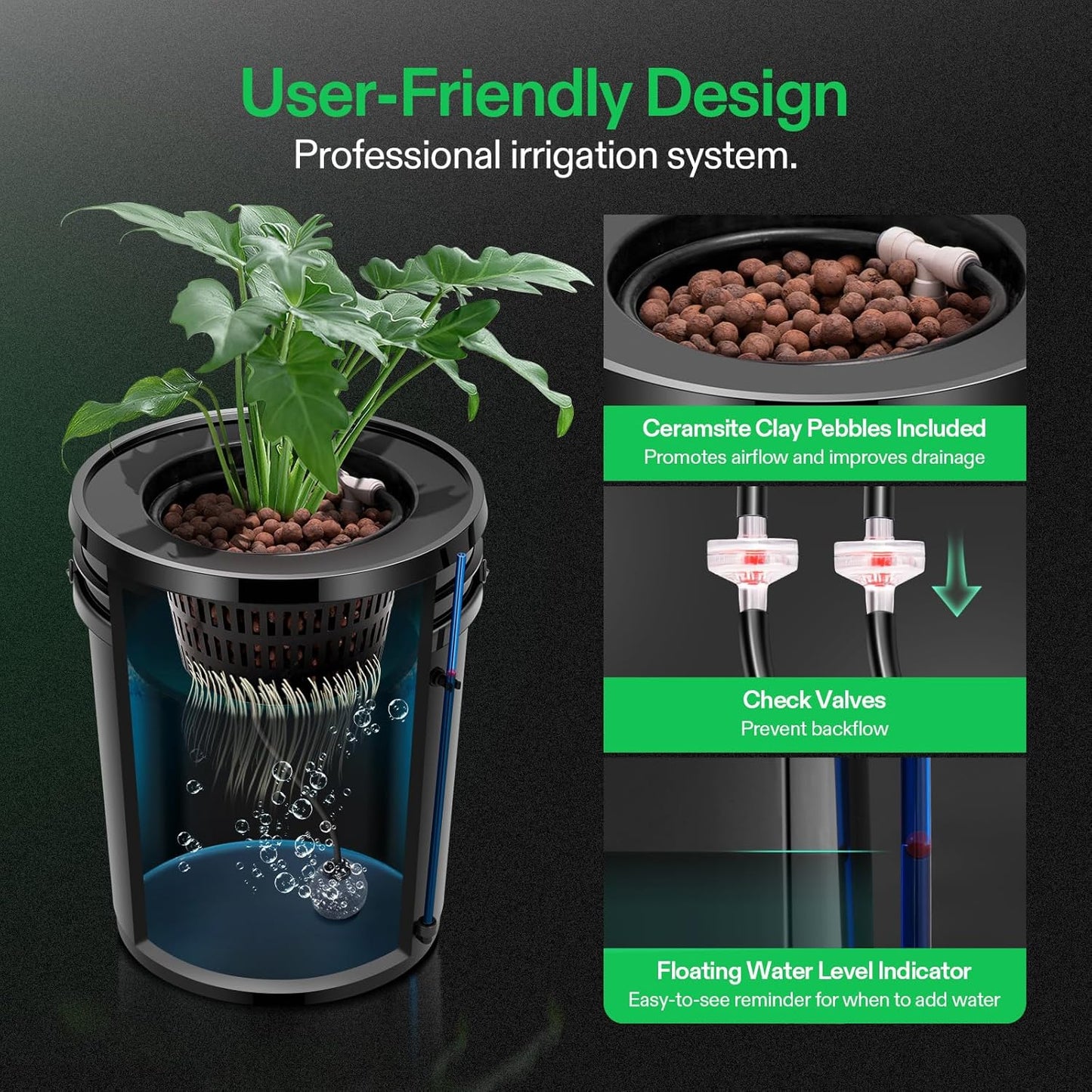 VIVOSUN DWC Hydroponics Grow System with Top Drip Kit, 5-Gallon Deep Water Culture, Recirculating Drip Garden System with Multi-Purpose Air Hose, Air Pump, and Air Stone (8 Buckets + Top Drip Kit)