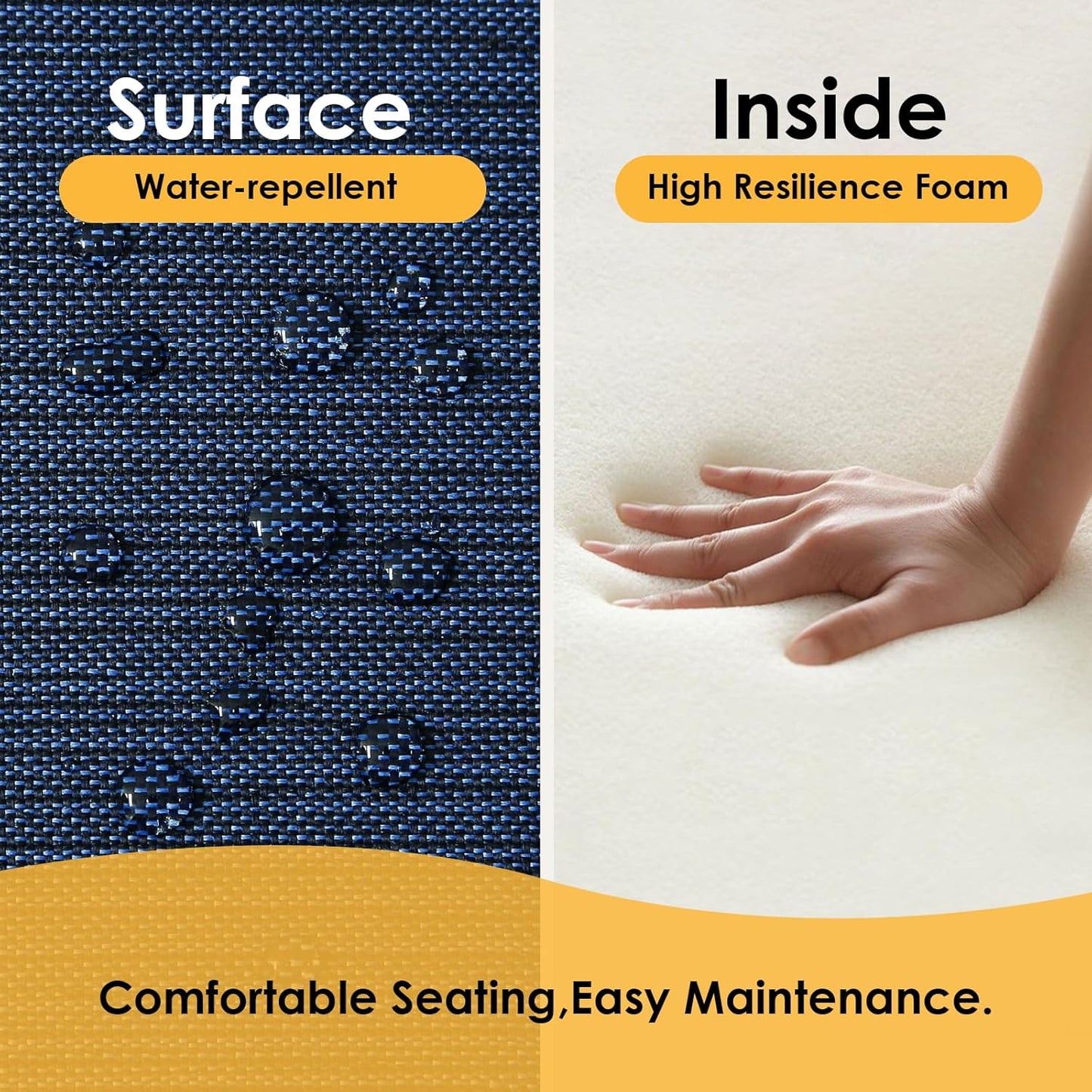 Outdoor Round Corner Seat Cushion, 17"x16"x2", Set of 4, Non Slip Seat Cushion Pads with Removable Cover for Patio Furniture, Garden Yard Lawn, Navy