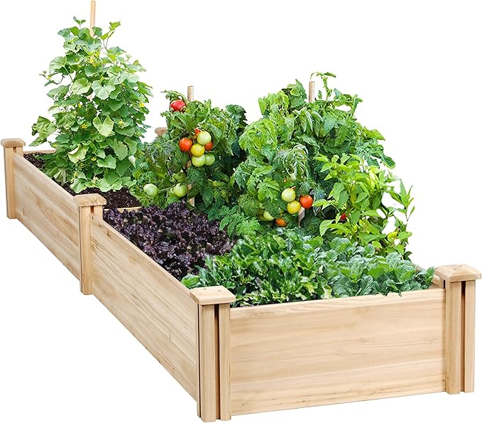 Yaheetech 8×2ft Wooden Horticulture Raised Garden Bed Divisible Elevated Planting Planter Box for Flowers/Vegetables/Herbs in Backyard/Patio Outdoor, Natural Wood, 95 x 25 x 11in