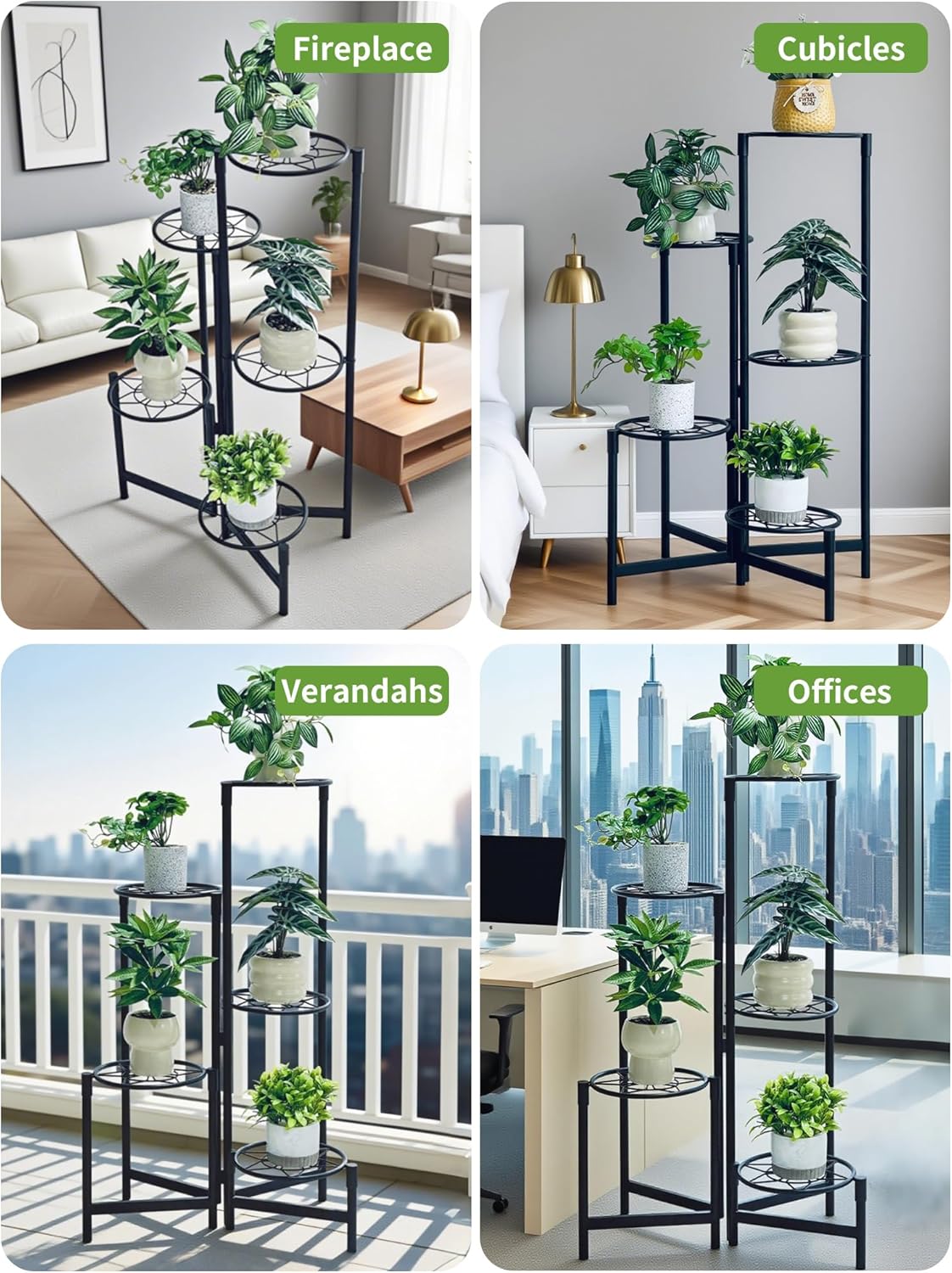 Plant Stand 5 Tier Indoor Metal Flower Shelf for Multiple Plants Corner Tall Flower Holders for Patio Garden Living Room Balcony Bedroom Black Diamond