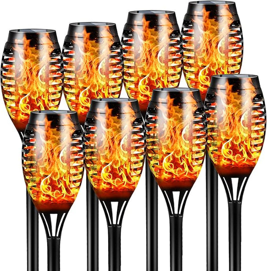 Otdair Solar Torch Lights with Flickering Flame, 12LED Tiki Torch Solar Lights Outdoor, IP65 Waterproof Mini Solar Torch Light Auto On/Off for Garden, Patio, Yard, Pathway, 8 Packs